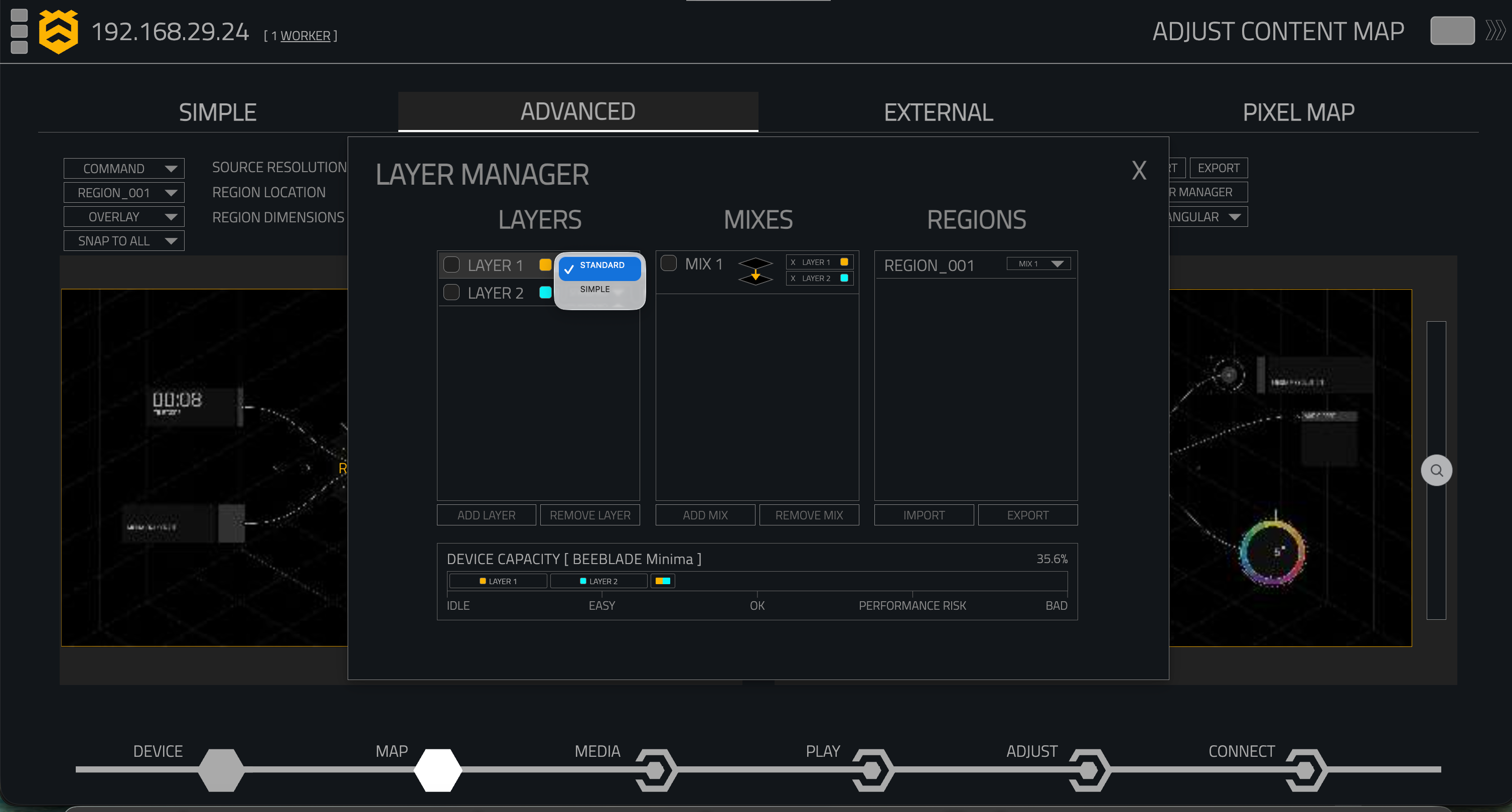 Layer Mode Selection