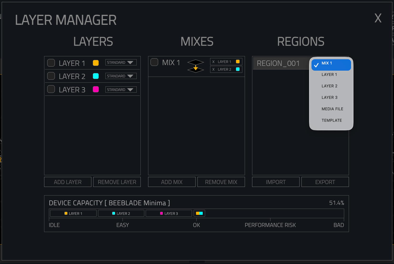 Layer Manager Region Assignment