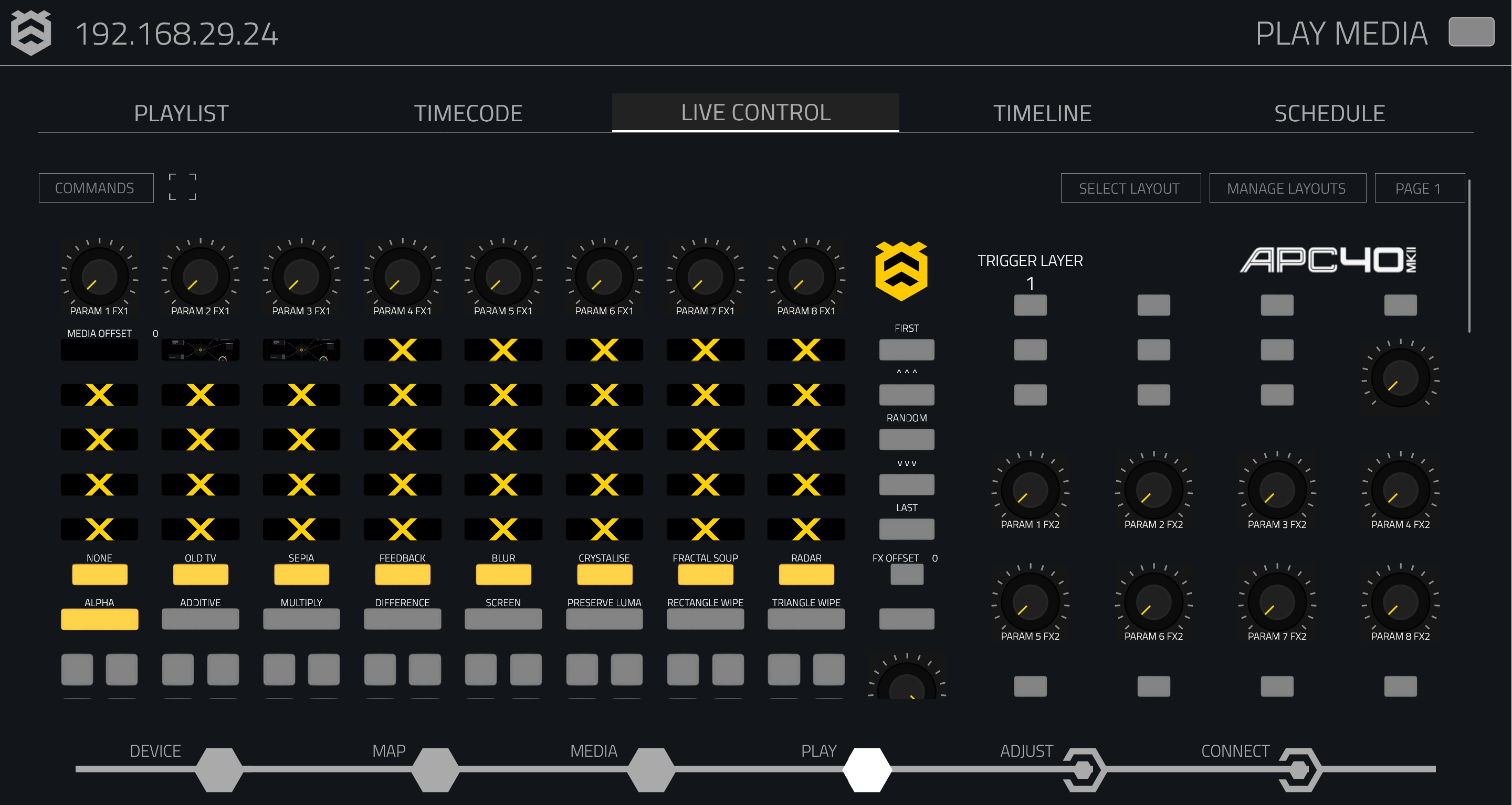 Live Control Tab