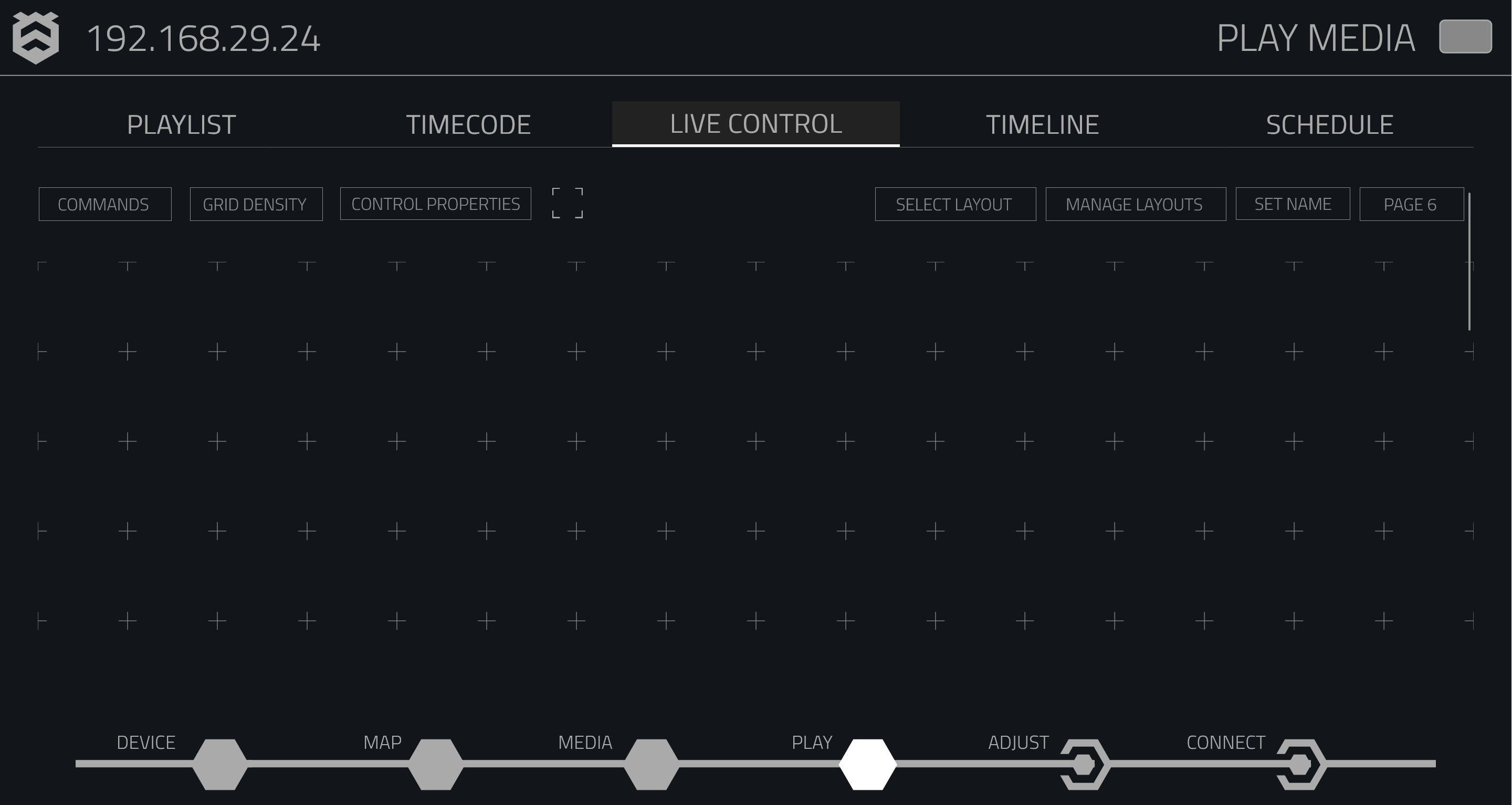 Empty Live Control Page