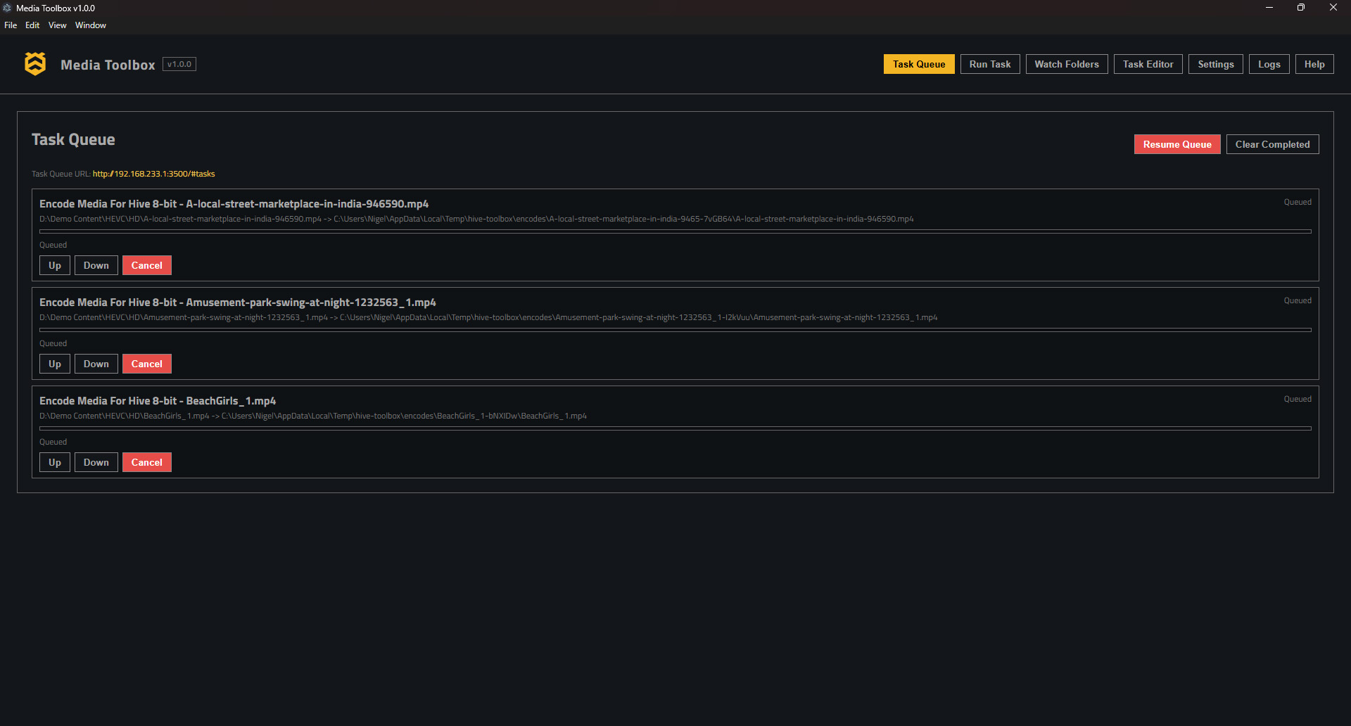 Task Queue status list