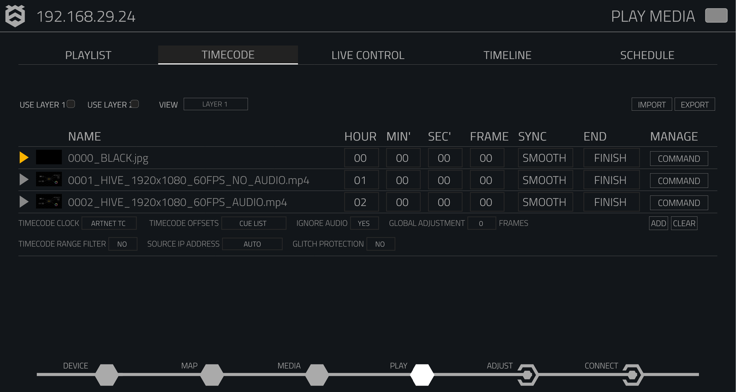 Timecode List