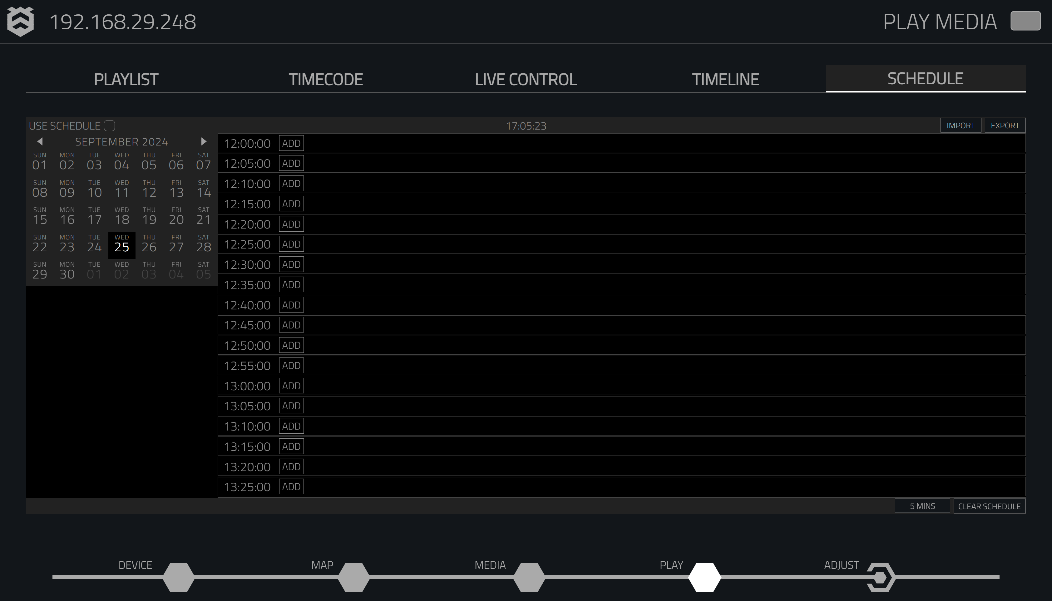 Schedule with Hours UI