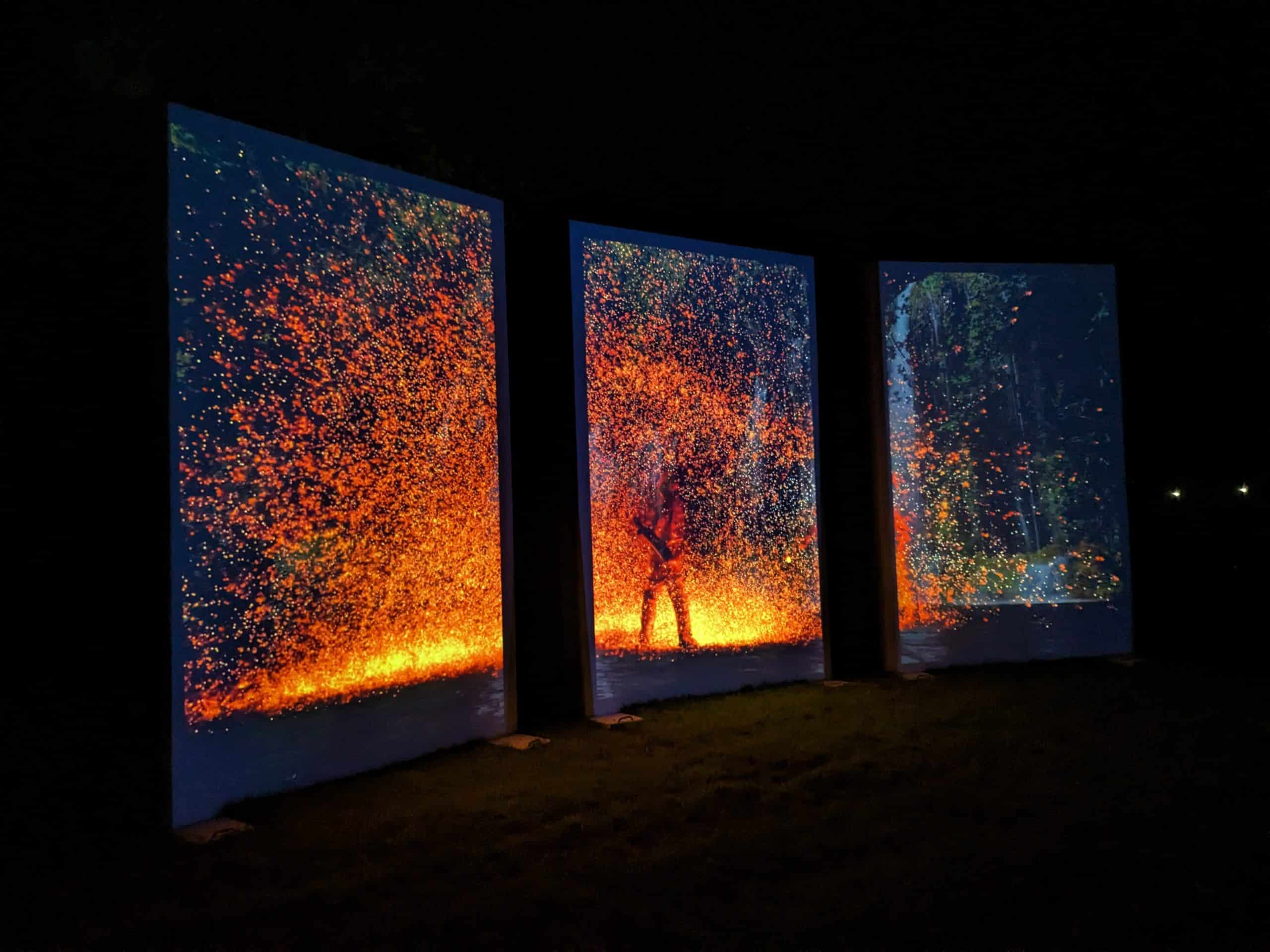 Artwork at Stowaway Festival in Buckinghamshire by Giles Mayall of IDK Productions, deployed using three HIVE Player_1